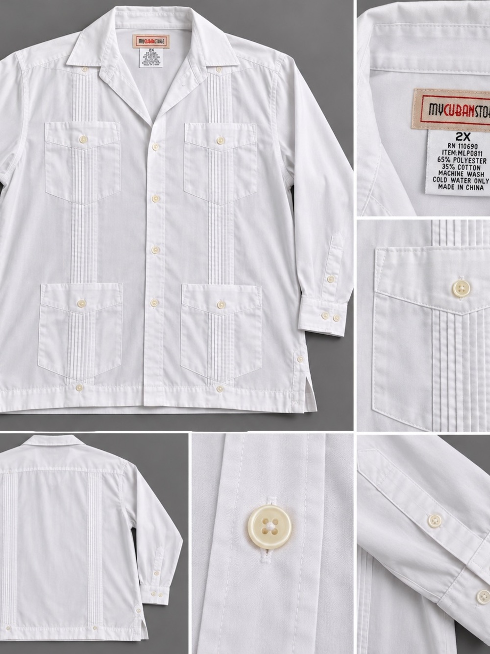 My Cuban Style Men's White Guayabera Jacket
